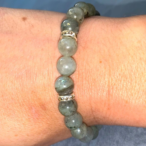 🪬2/$20🪬New✋🏼Made 8mm Natural Flashy⚡️Labradorite Healing Stretch Bracelet - Picture 9 of 15
